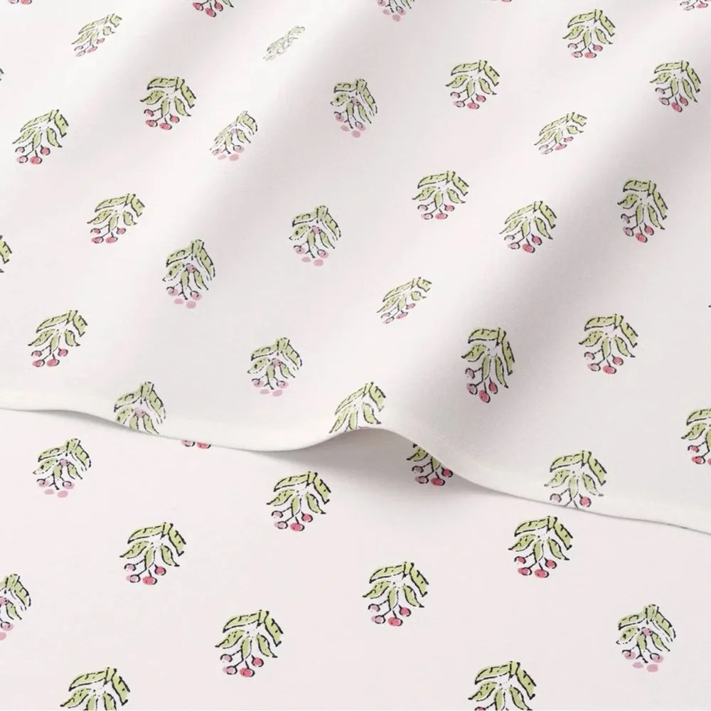 Studio McGee Threshold QUEEN Teen Block Print Ruffle Sheet Set Pink/Cream NEW